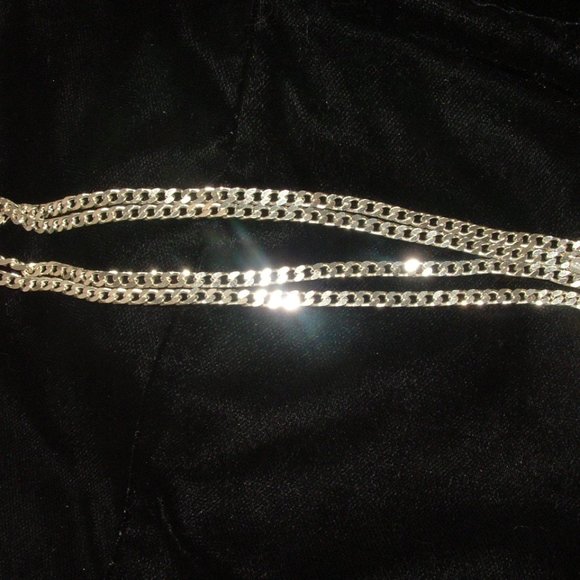Sterling Silver Curb Link Chain Necklace 30” in Italy Solid - Picture 7 of 8